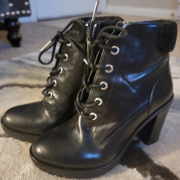 Michael Kors Black leather Lace- up Bootie Heels - Picture 6 of 14